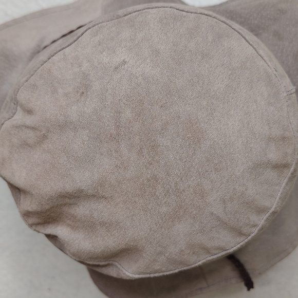 Free People Suede Leather Hat Cap Gray Tan Floppy Boho One Size - Picture 4 of 9